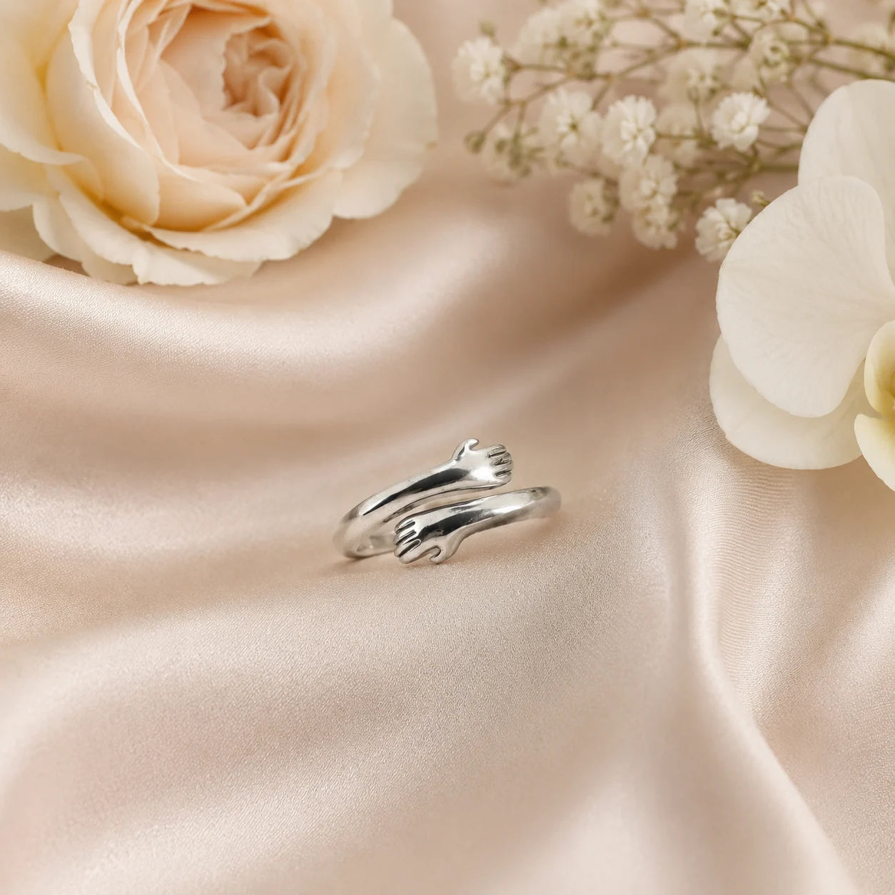 Warmth Adjustable Rhodium Hug Band for Women 1