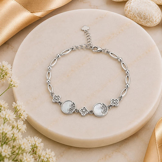 White Eye Candy Studded Rhodium Bracelet for Women 1