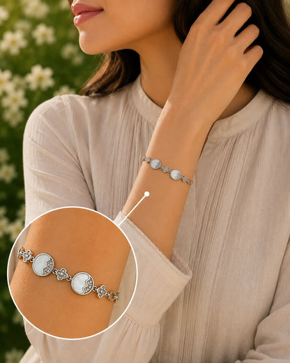 White Eye Candy Studded Rhodium Bracelet for Women 2