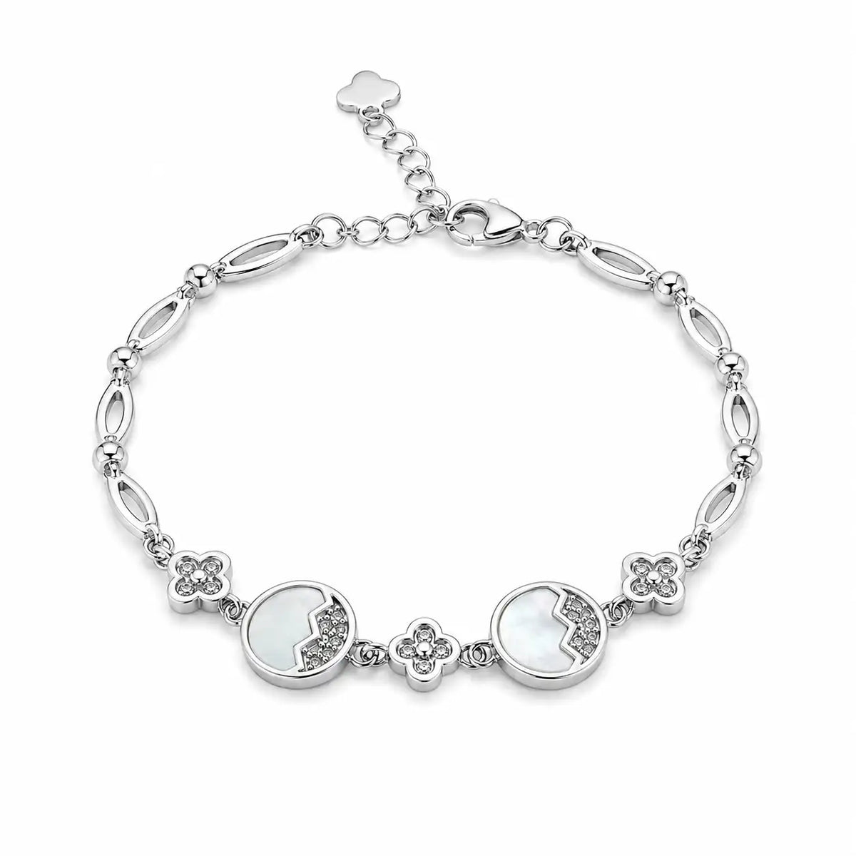 White Eye Candy Studded Rhodium Bracelet for Women 4