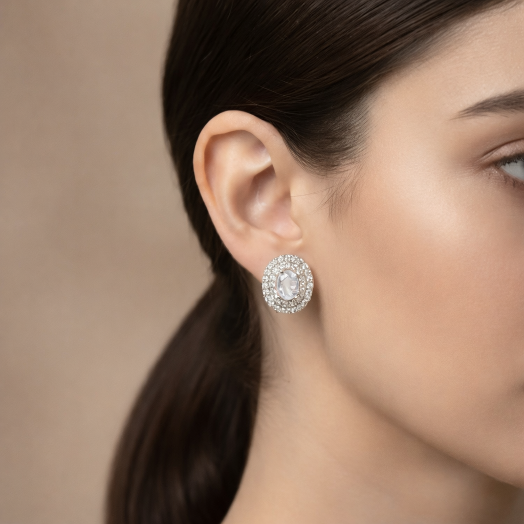 White Radiance Rhodium Earrings 2