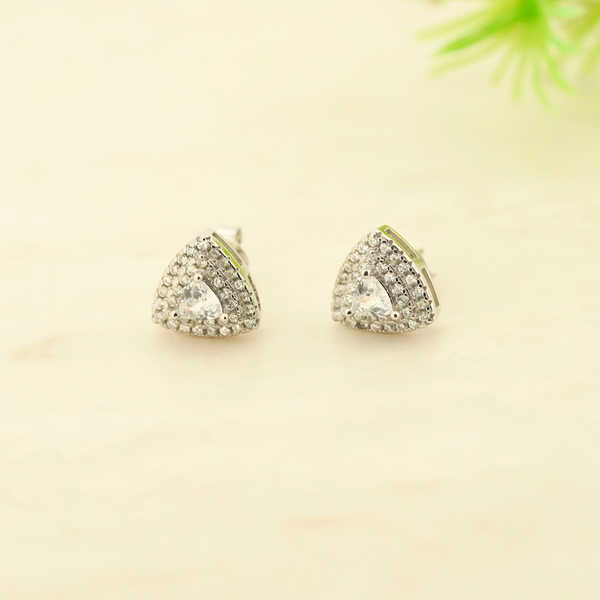 White Trielle Rhodium Earrings 1