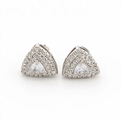 White Trielle Rhodium Earrings 10