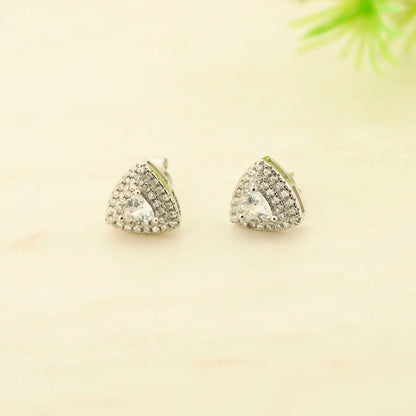 White Trielle Rhodium Earrings 8