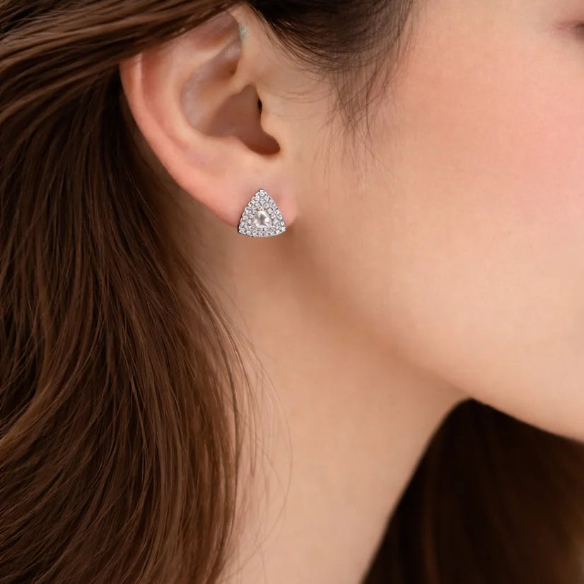 White Trielle Rhodium Earrings 9