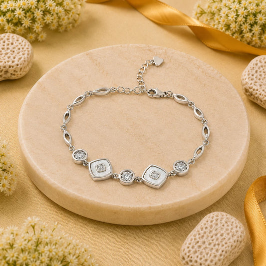 White Trinklets Studded Rhodium Bracelet for Women 1