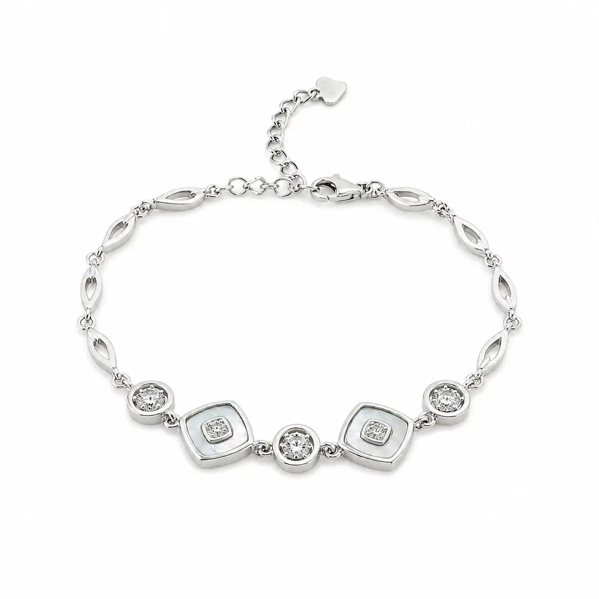 White Trinklets Studded Rhodium Bracelet for Women 4
