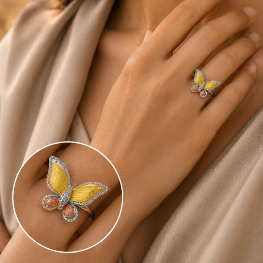 Winged Angel Studded Adjustable Ring for Women 2