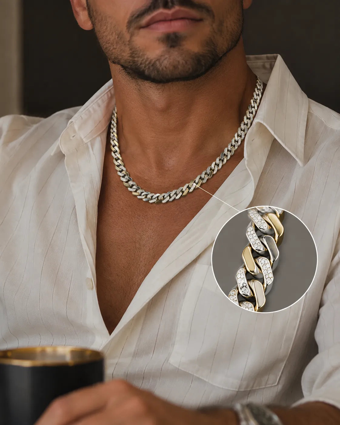 Zenith Studded Cuban Chain for Men 2