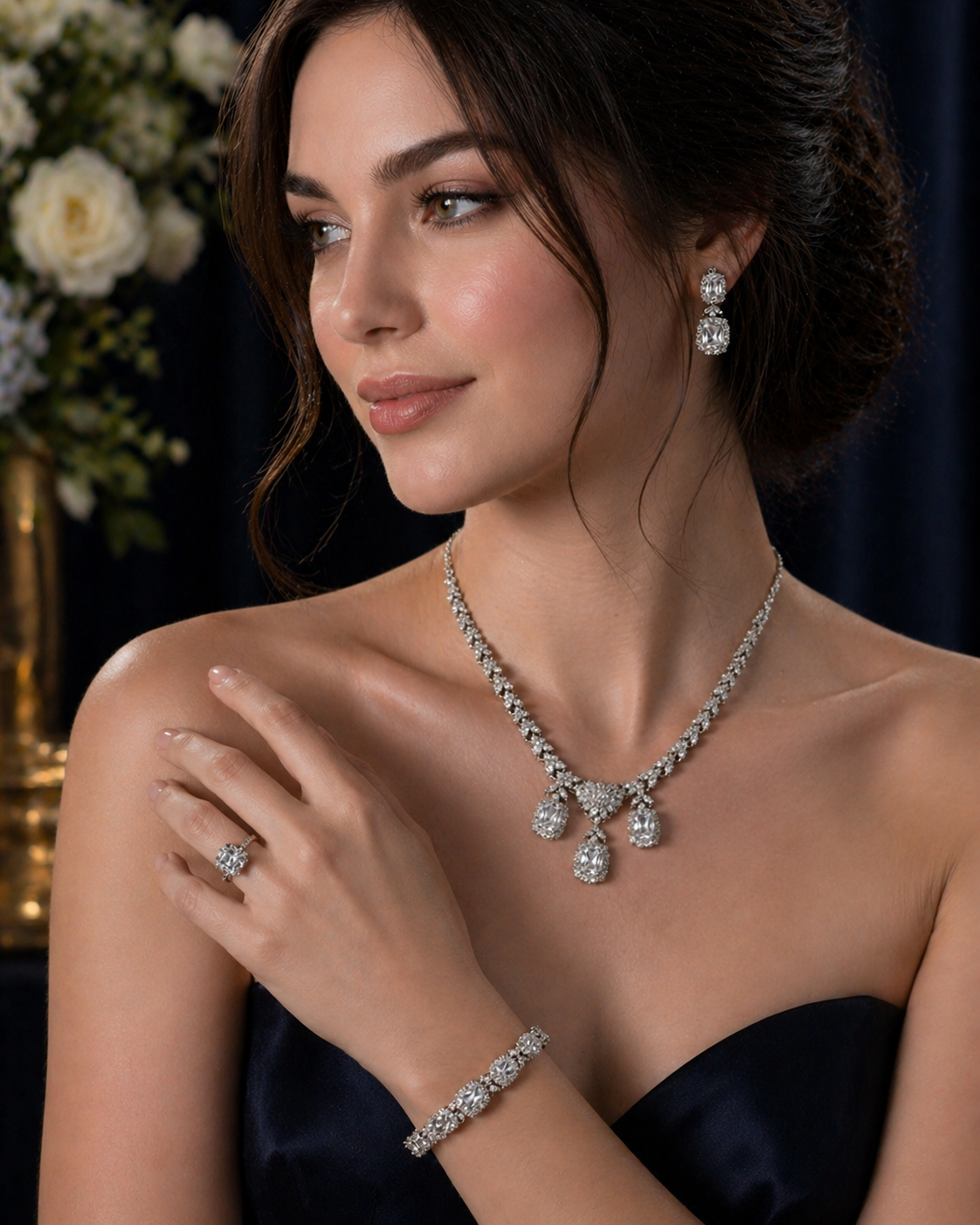 Zilvera Rhodium Necklace Set 2 