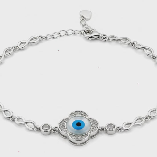 The Guardian Studded Evil Eye Rhodium Bracelet for Women 5
