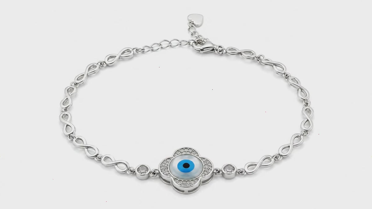 The Guardian Studded Evil Eye Rhodium Bracelet for Women 5