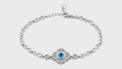 The Guardian Studded Evil Eye Rhodium Bracelet for Women 5