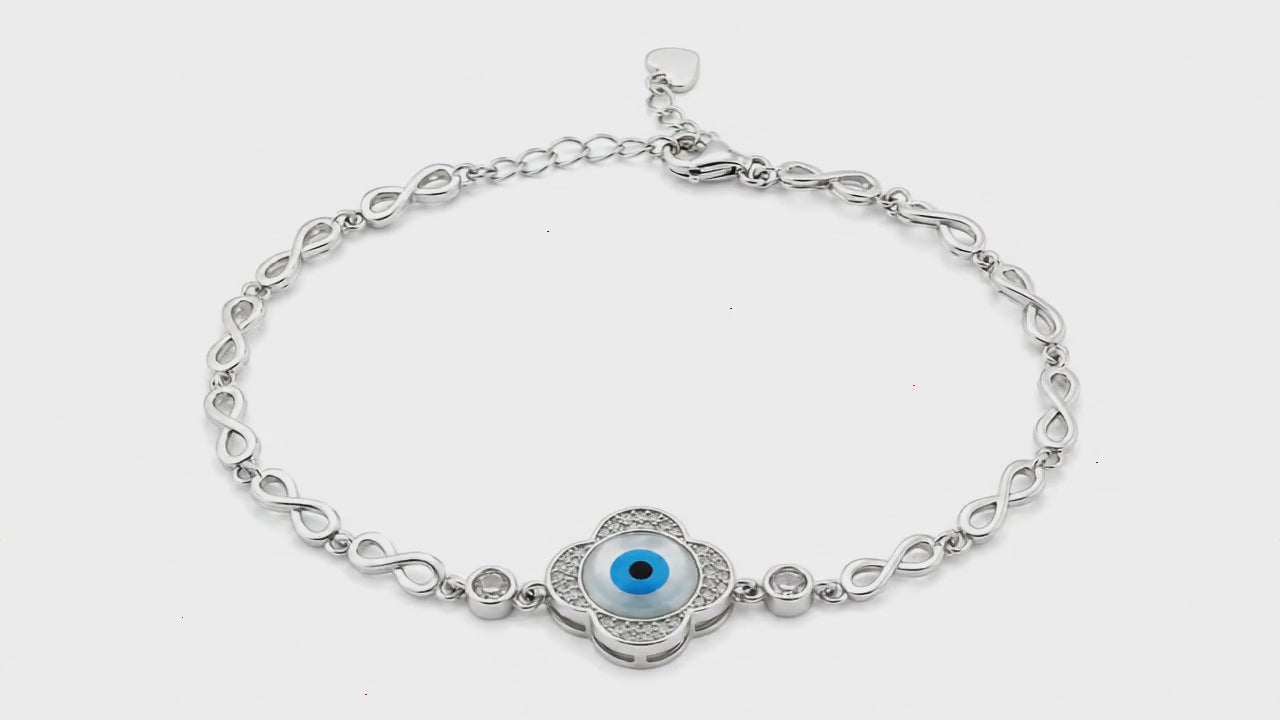 The Guardian Studded Evil Eye Rhodium Bracelet for Women 5