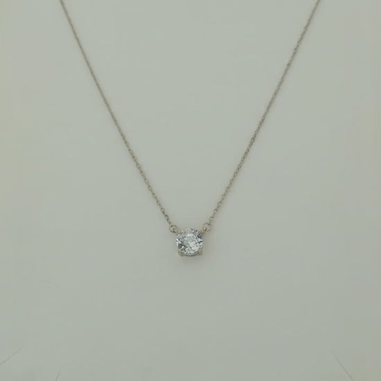 Expression White Studded Rhodium Necklace 5