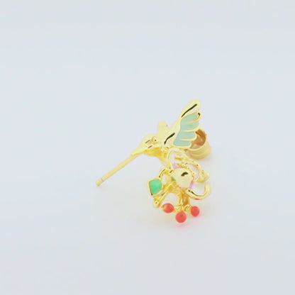 Plume Enamel Rhodium & Gold Earrings
