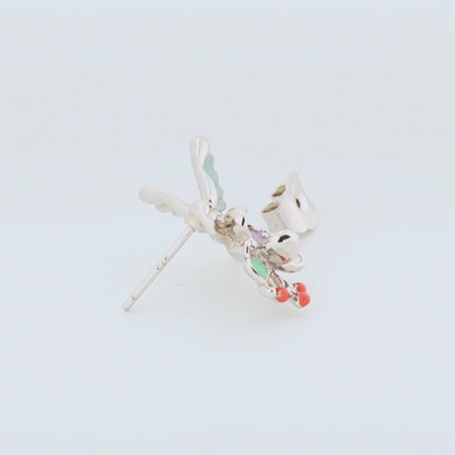 Plume Enamel Rhodium Earrings