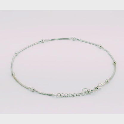 Studded Snake Rhodium Anklet