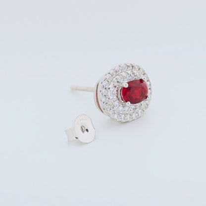 Red Radiance Rhodium Earrings