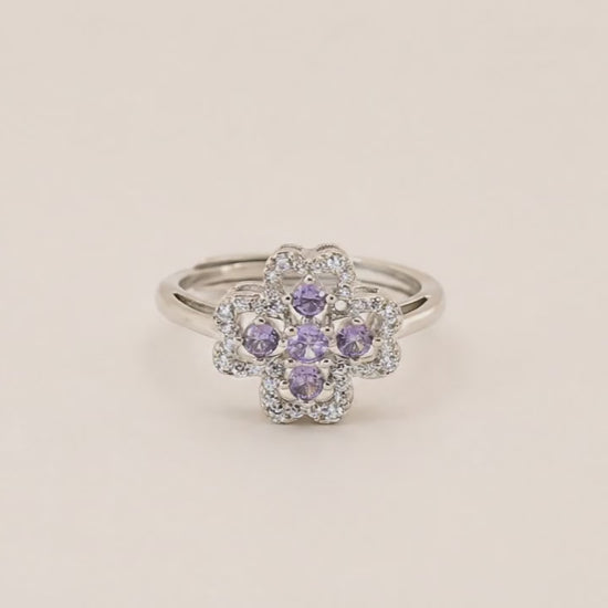 Lavender Love Studded Adjustable Ring for Women 5