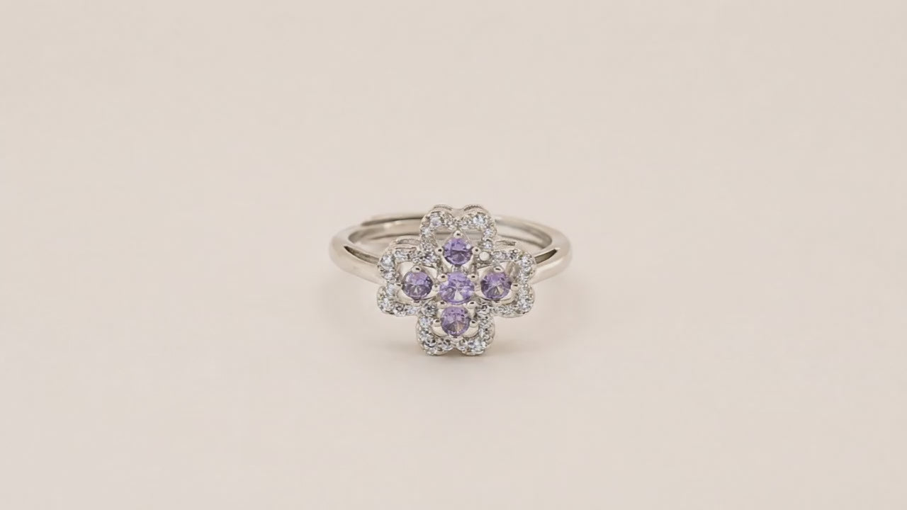 Lavender Love Studded Adjustable Ring for Women 5