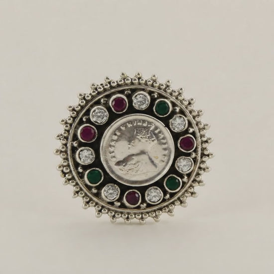 Crown Oxidised Adjustable Ring for Women 5