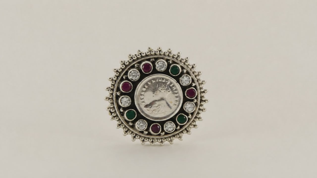 Crown Oxidised Adjustable Ring for Women 5