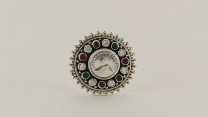 Crown Oxidised Adjustable Ring for Women 5