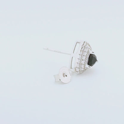 Black Trielle Rhodium Earrings