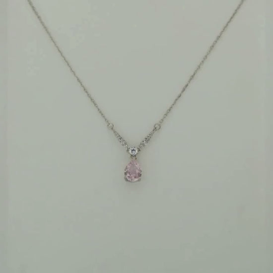 Desire Blush Studded Rhodium Necklace 5