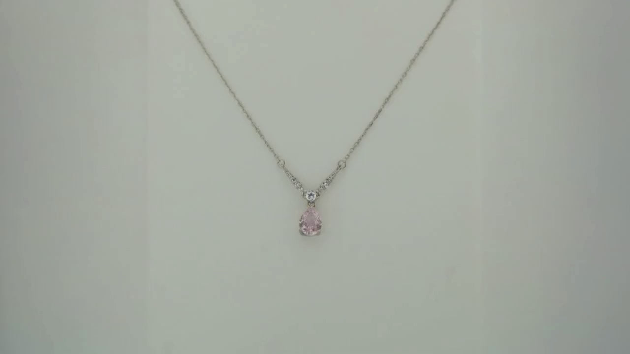 Desire Blush Studded Rhodium Necklace 5