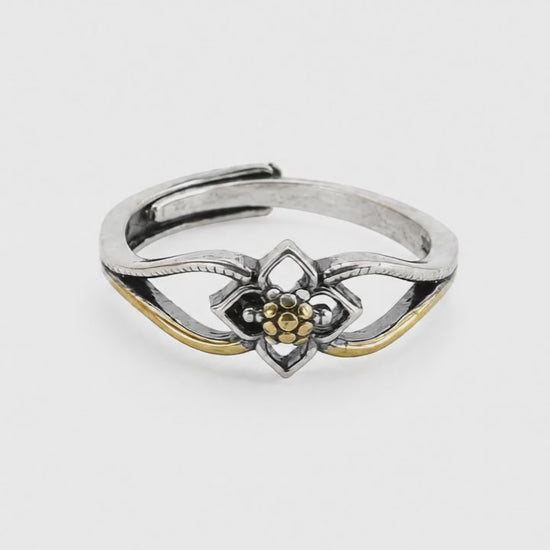 Stardust Gold & Oxidised Adjustable Ring for Women 5