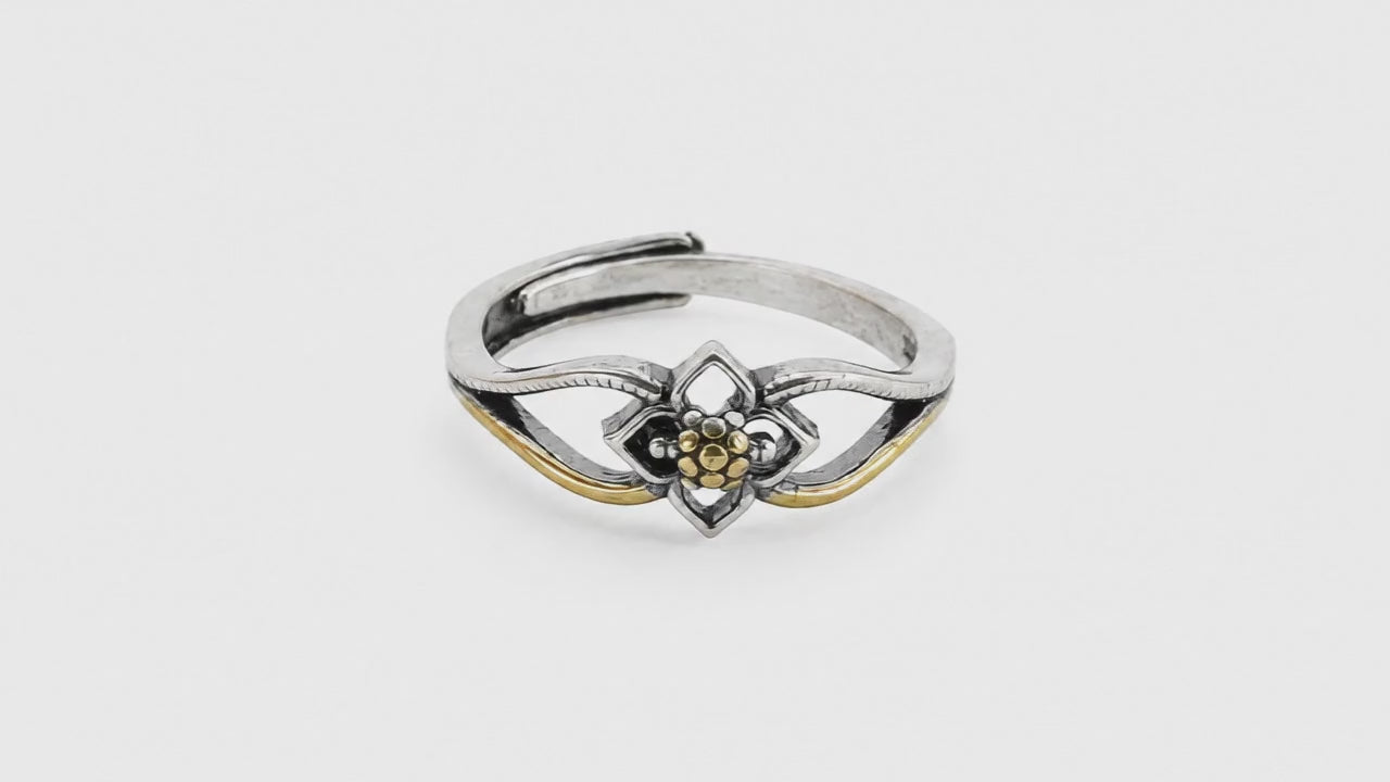 Stardust Gold & Oxidised Adjustable Ring for Women 5