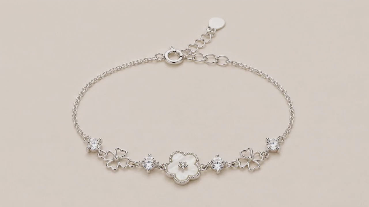 Essentia MOP Studded Rhodium Bracelet 5
