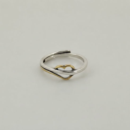 Lovebreeze Adjustable Oxidised & Gold Plated Ring for Women 5