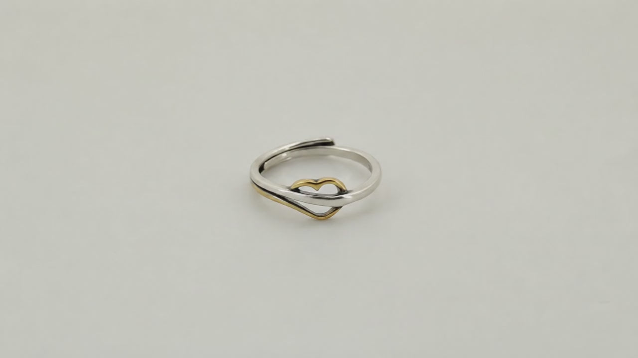 Lovebreeze Adjustable Oxidised & Gold Plated Ring for Women 5