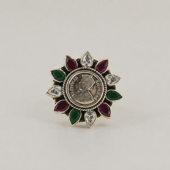 Her Majesty Oxidised Adjustable Ring for Women 5