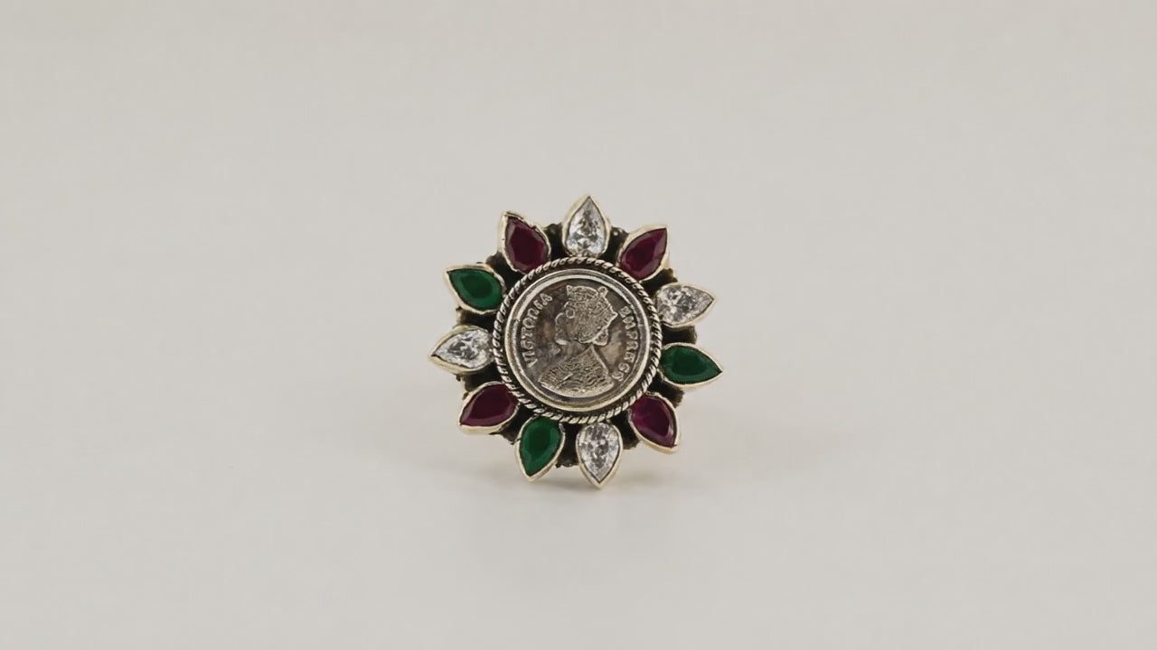 Her Majesty Oxidised Adjustable Ring for Women 5