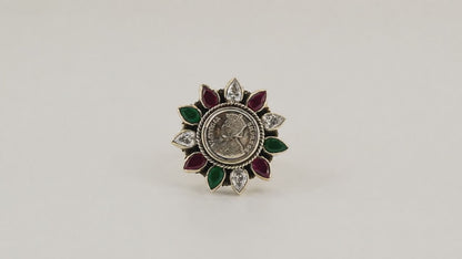Her Majesty Oxidised Adjustable Ring for Women 5