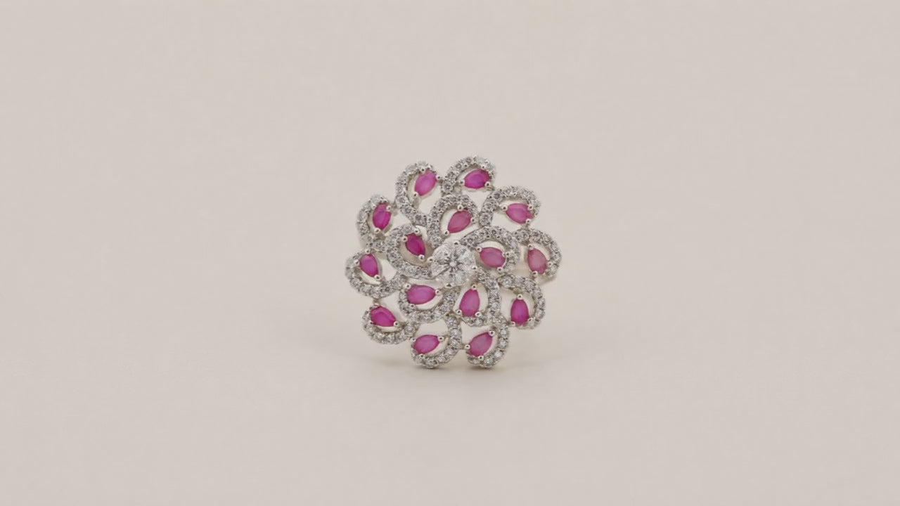 Rosella Adjustable Studded Cocktail Ring for Women 5