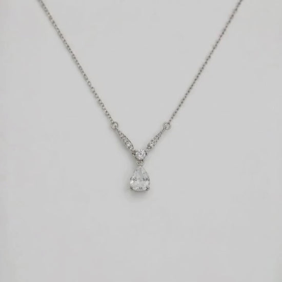Desire White Studded Rhodium Necklace 5