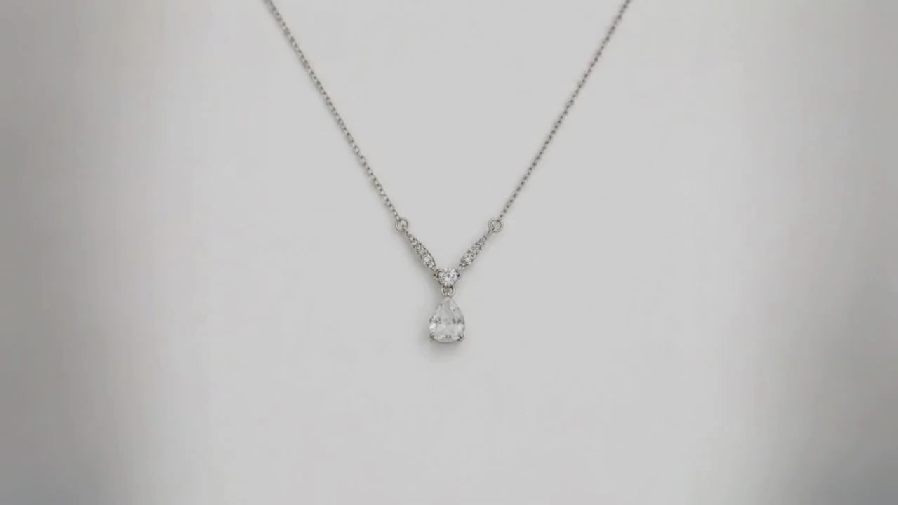 Desire White Studded Rhodium Necklace 5