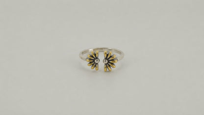 Petals Adjustable Oxidised & Gold Plated Ring for Women 5