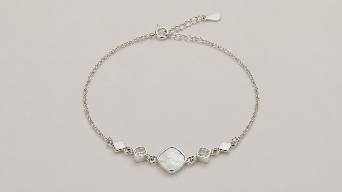Ophelia MOP Studded Rhodium Bracelet 5