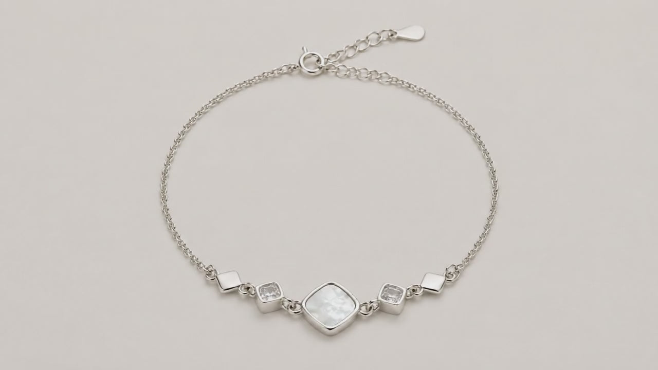 Ophelia MOP Studded Rhodium Bracelet 5