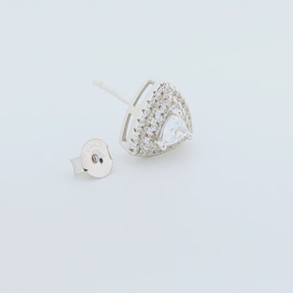 White Trielle Rhodium Earrings
