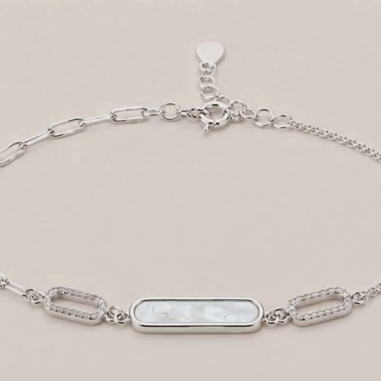 Engrada MOP Studded Rhodium Bracelet 5