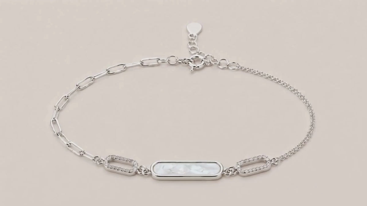 Engrada MOP Studded Rhodium Bracelet 5