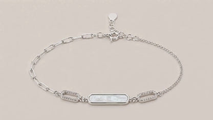 Engrada MOP Studded Rhodium Bracelet 5