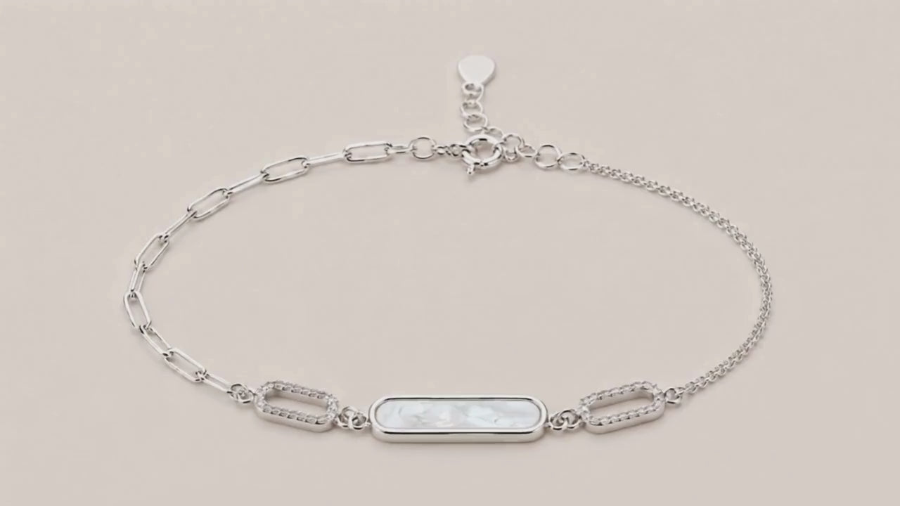 Engrada MOP Studded Rhodium Bracelet 5